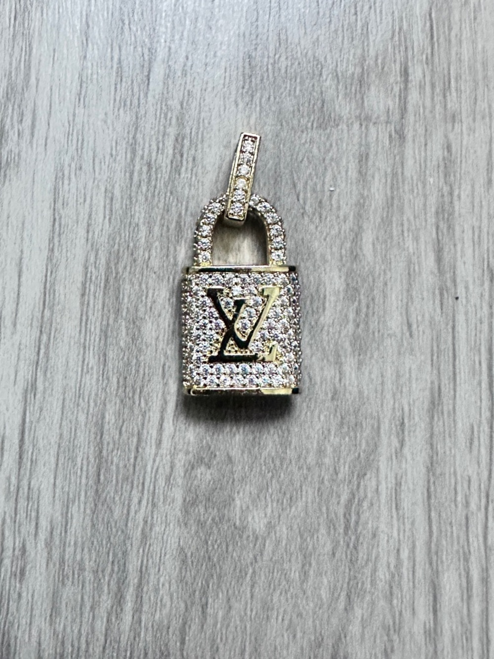 Louis Vuitton Gold Padlock Charm with Clear Crystals